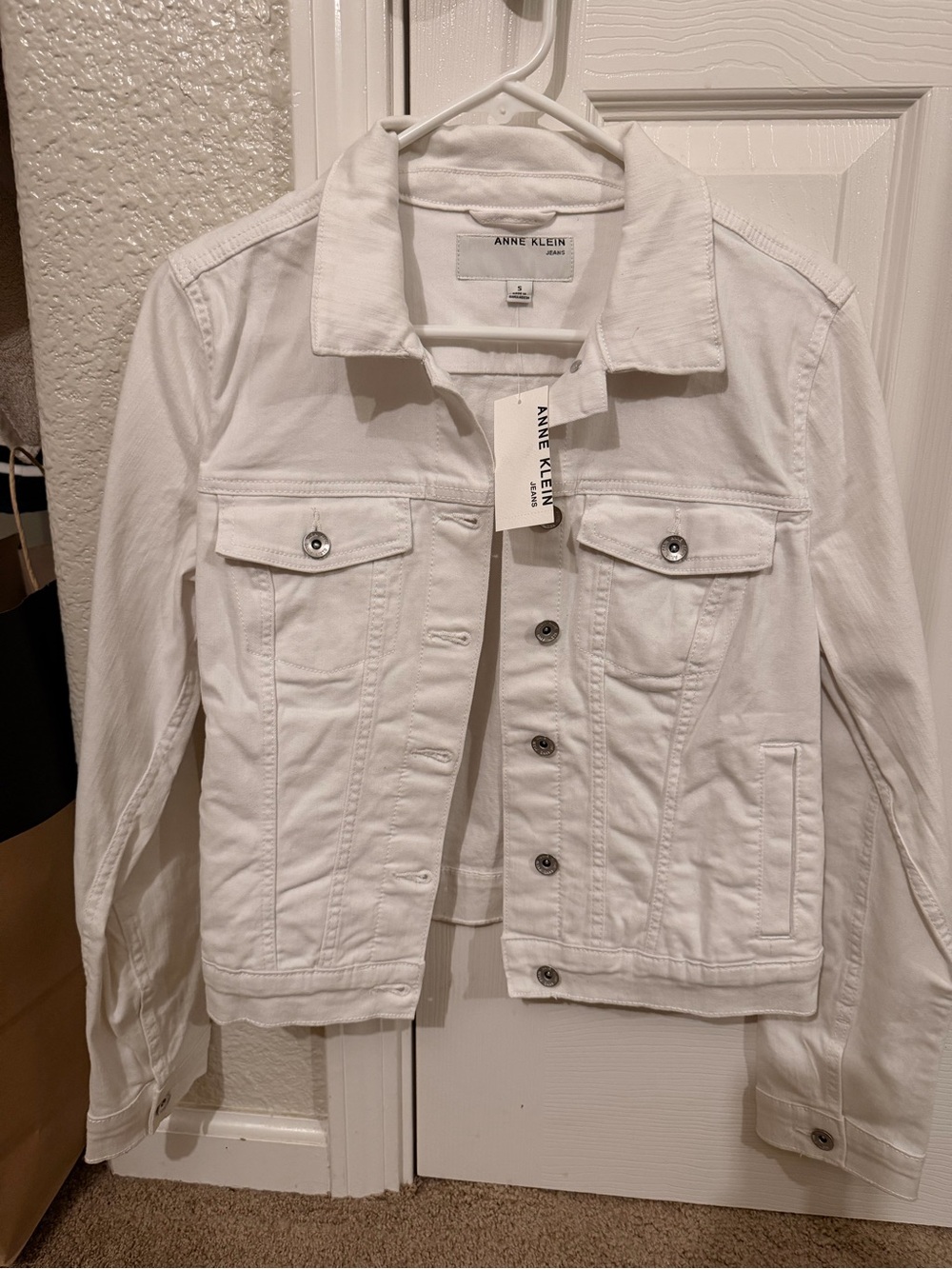 Brand New with tags Anne Klein White Denim Jacket with Button-Front